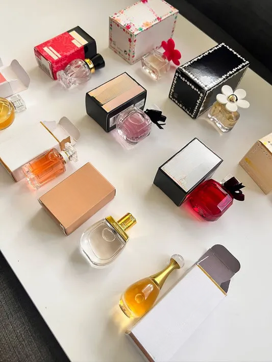 Empty decorative perfume bottles for home decor, assorted shapes and colors